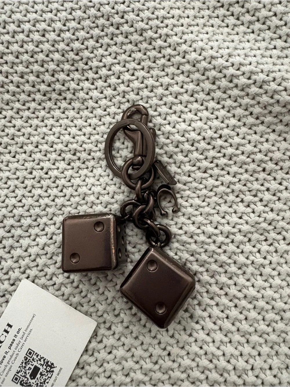 Coach Pebbled Leather Shoulder Bag in Taupe Brown with Gunmetal Chain